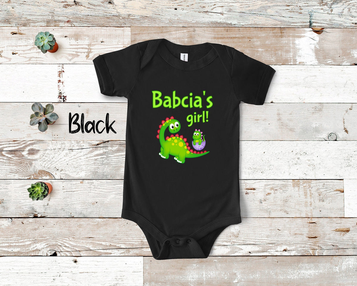 Babcia39s Girl Cute Grandma Name Dinosaur Baby Bodysuit Tshirt or Toddler Shirt for a Polish Grandmother Gift Pregnancy Reveal Announcement Graphic Tee – Soft Feel · Top Pick For Any Outfit