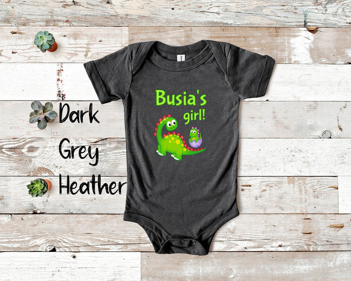 Busia39s Girl Cute Grandma Name Dinosaur Baby Bodysuit Tshirt or Toddler Shirt for a Polish Grandmother Gift or Pregnancy Announcement Graphic Tee – Feel-Good Design · Perfect For Daily Wear