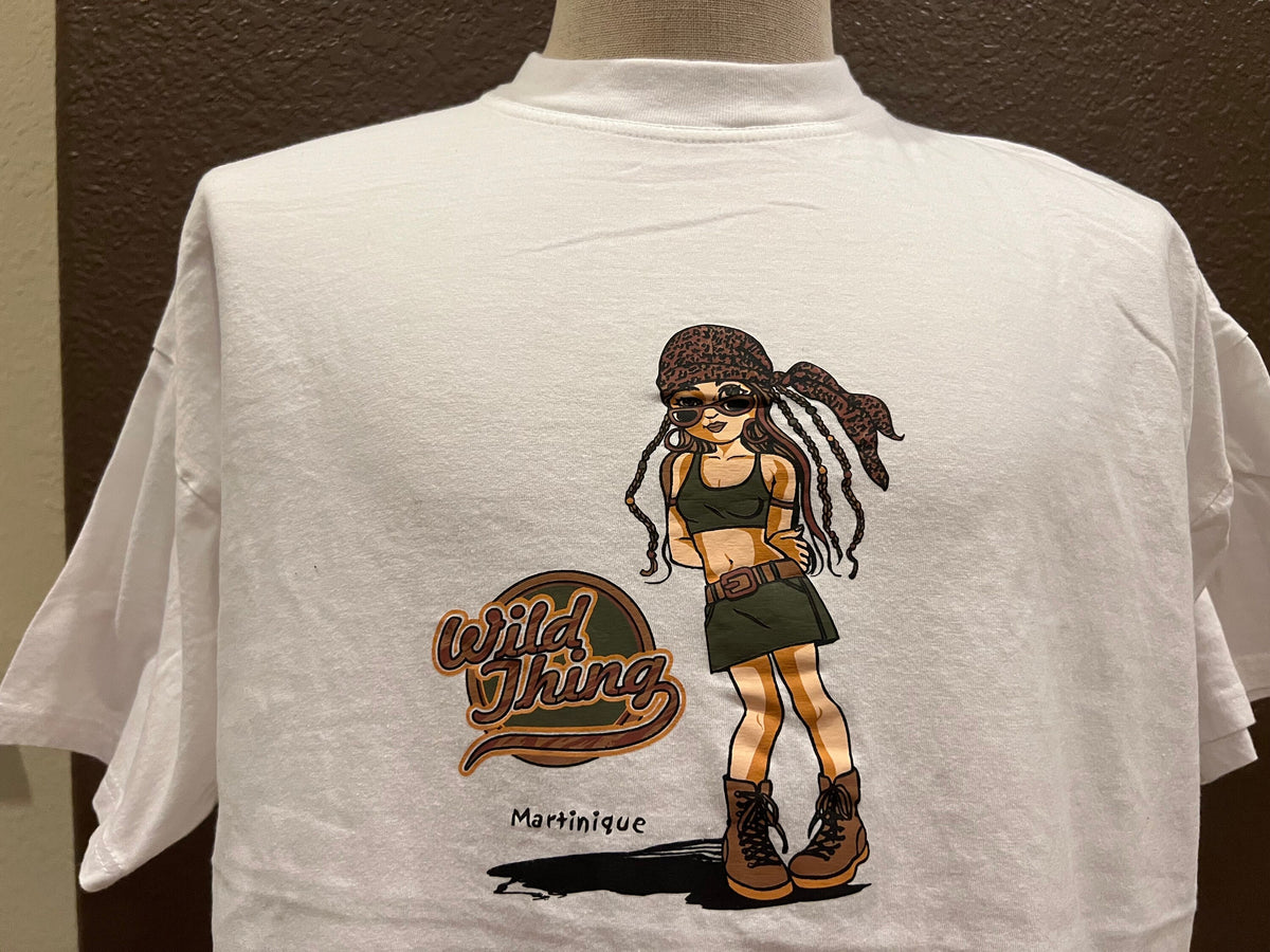 Vintage 9039s Wild Thing Martinique White T Shirt Size XL Graphic Tee – Aesthetic Look · High-Quality Print