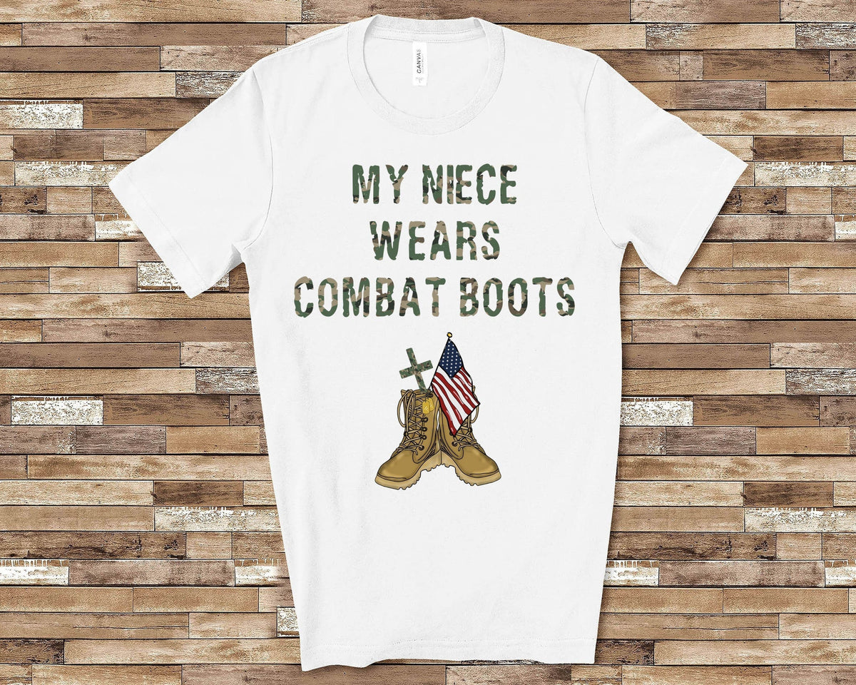 My Niece Wears Combat Boots for Aunt or Uncle of Military Relative Great Birthday Mothers Day Fathers Day Christmas Gifts Graphic Tee – Warm & Stylish · Perfect For Daily Wear