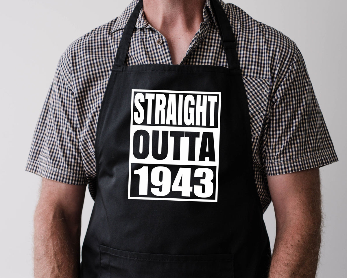 Baking Apron 81st Birthday Gifts 81st Birthday Apron Cooking 81 Years Old Bbq Summer Straight Outta Year 1943 Graphic Tee – Bold Style · Top Pick For Any Outfit