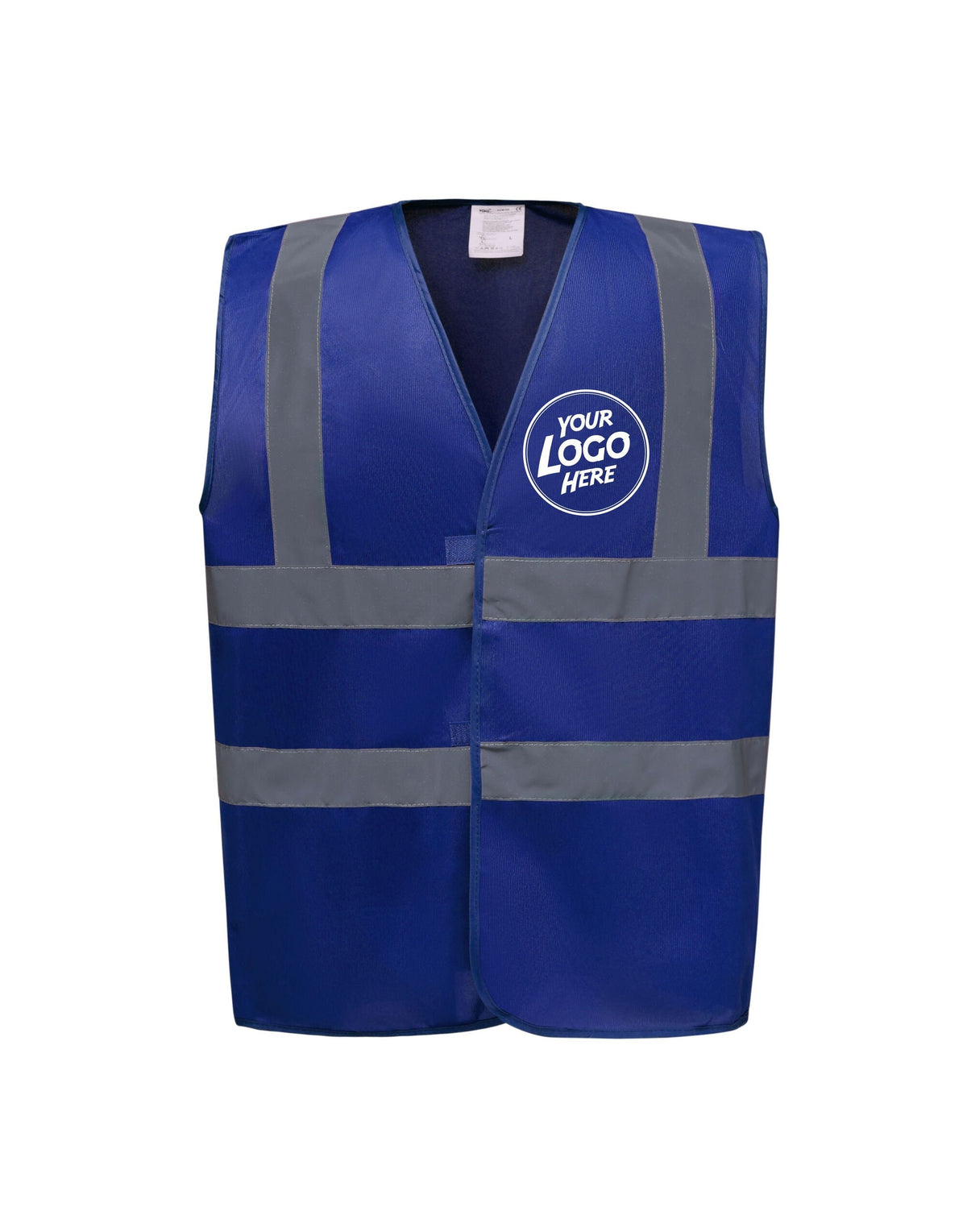 Personalised Royal Blue Enhanced Hi Vis Vest Custom Work Printed Front Back Vest Workwear Text Or Logo Hospitality Working Graphic Tee – Soft Feel · High-Quality Print