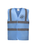 Personalised Sky Blue Enhanced Hi Vis Vest Custom Work Printed Front Back Vest Workwear Text Or Logo Hospitality Working Graphic Tee – Bold Style · Top Pick For Any Outfit