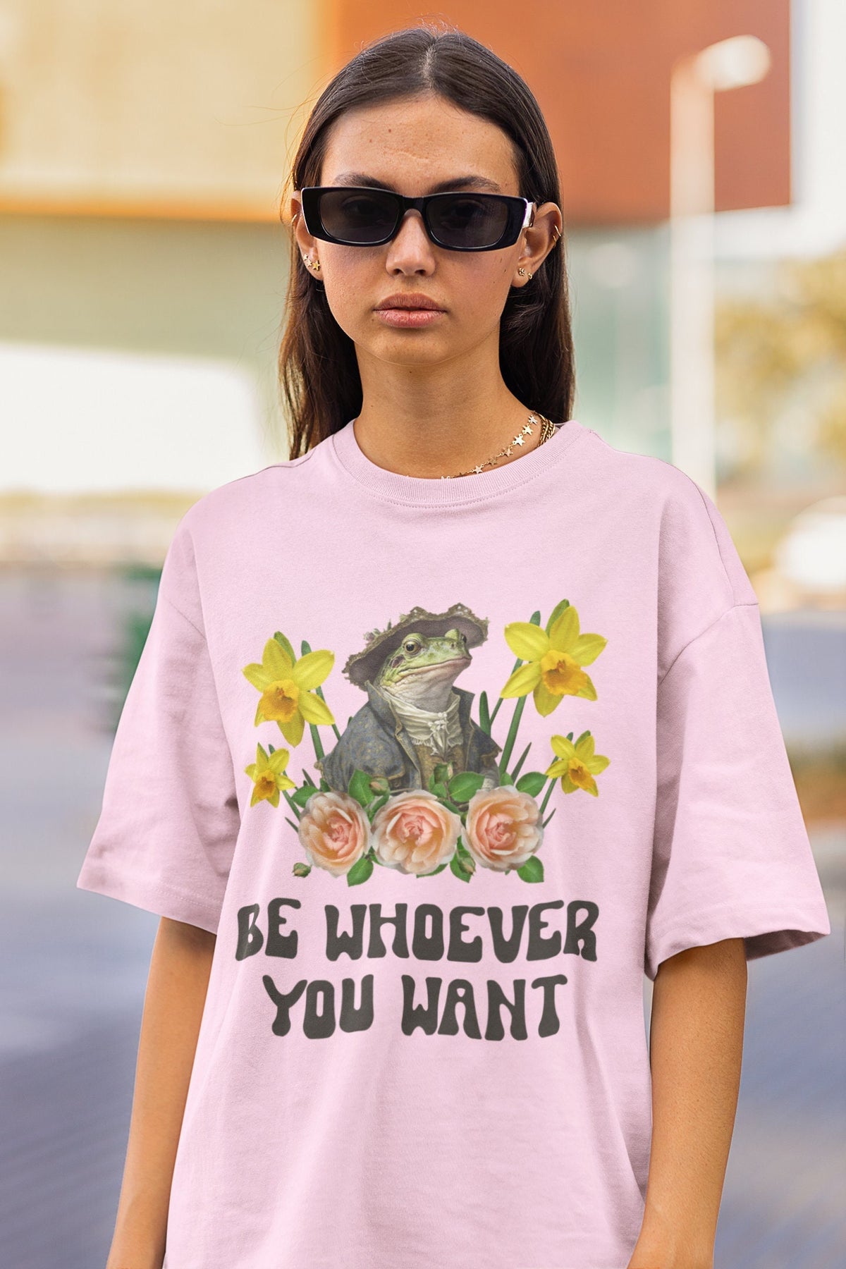 Funny Frog Lover Tee Shirt with Flowers Be Whoever You Want Funny Animal Tee Shirt with Positive Affirmation Cute and Weird Frog TShirt Graphic Tee – Warm & Stylish · Must-Have Style