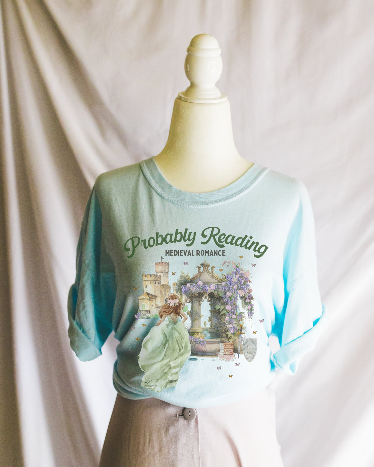 Floral Bookish Shirt for Historical Fiction Romance Reader Probably Reading Medieval Romance T for Librarian or Historical Romance Reader Graphic Tee – Bold Style · Top Pick For Any Outfit