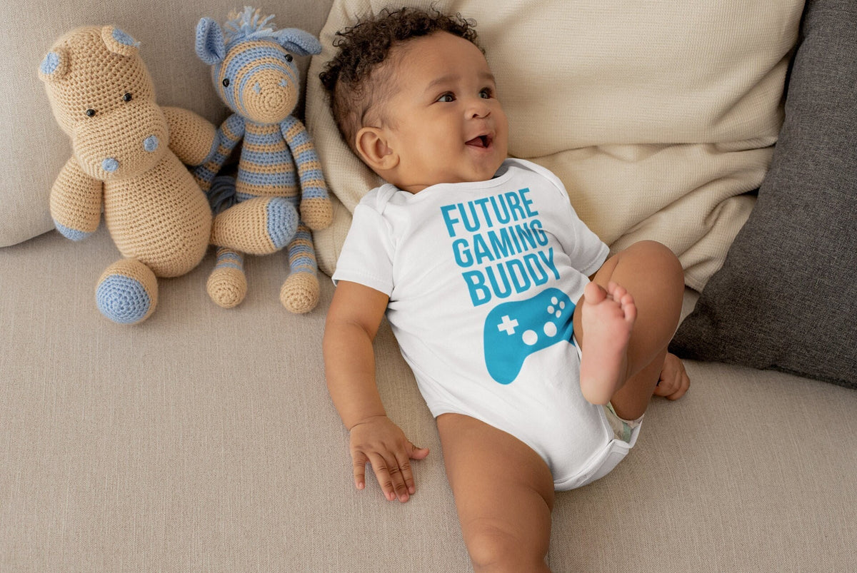 Baby Onesie "Future Gaming Buddy". Baby Outfit Future Gaming Dude. Gamer outfit for babies. Bodysuit for your little gaming partner.