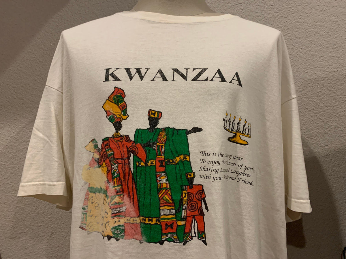 Vintage 9039s Kwanza nguzo sava the seven principles White T Shirt Size 2XL Graphic Tee – Feel-Good Design · High-Quality Print
