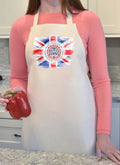 Baking Apron Kings Coronation Party Cooking Apron Baking Union Jack King Charles III Royal Family Crown Graphic Tee – Easygoing Wear · Perfect For Daily Wear