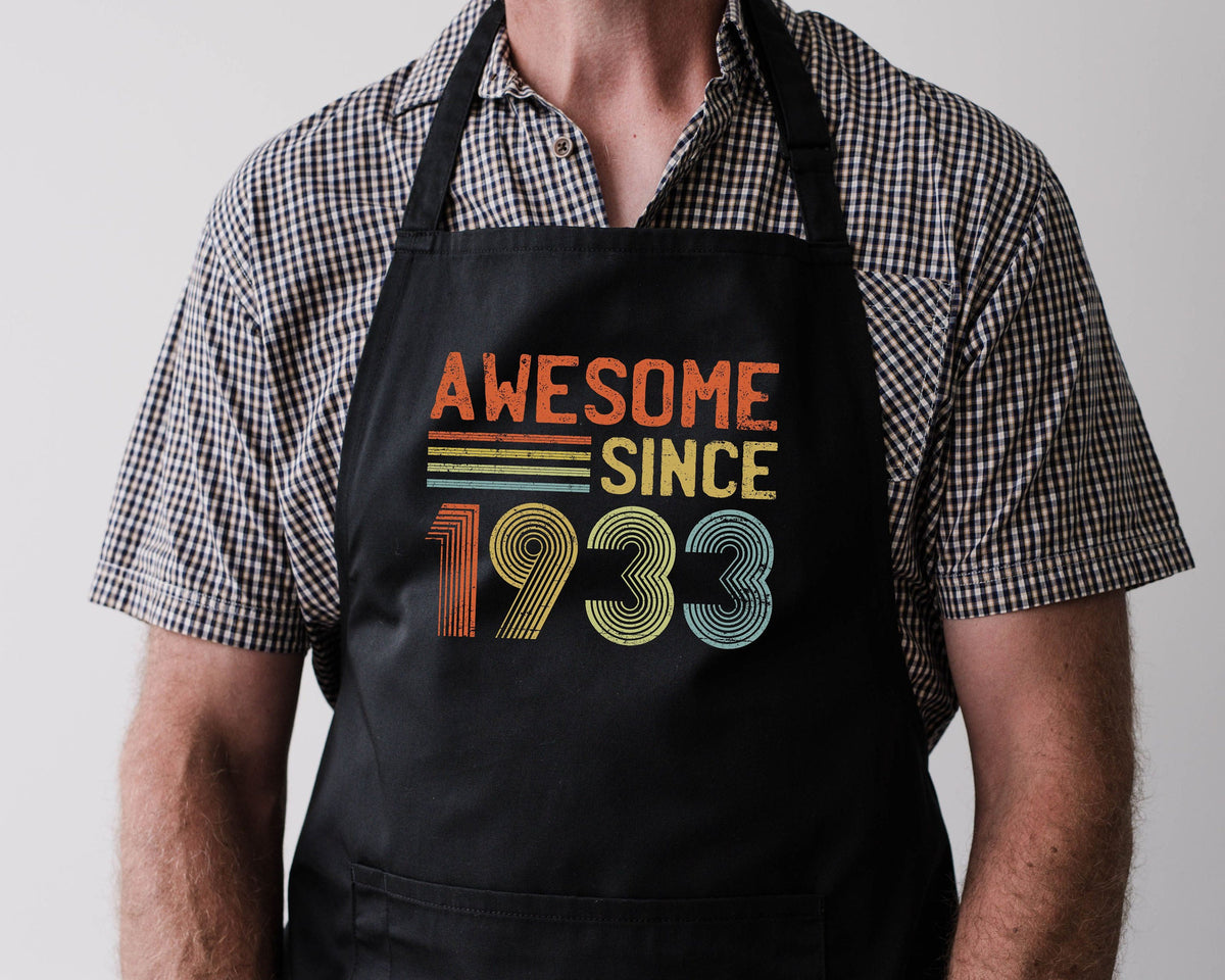 Baking Apron Funny Bbq Cooking Cotton Apron 91 Years Old Gifts for Men 91st Birthday Awesome Since 1933 Him Her Graphic Tee – Cozy Vibes · Must-Have Style