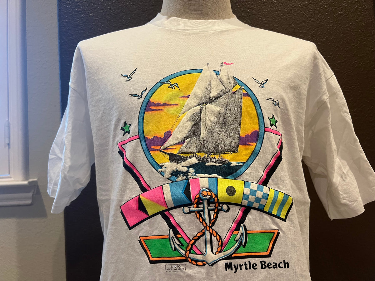 Vintage 9039s Myrtle Beach Boating White T Shirt Size L Graphic Tee – Easygoing Wear · Trending Graphic Apparel