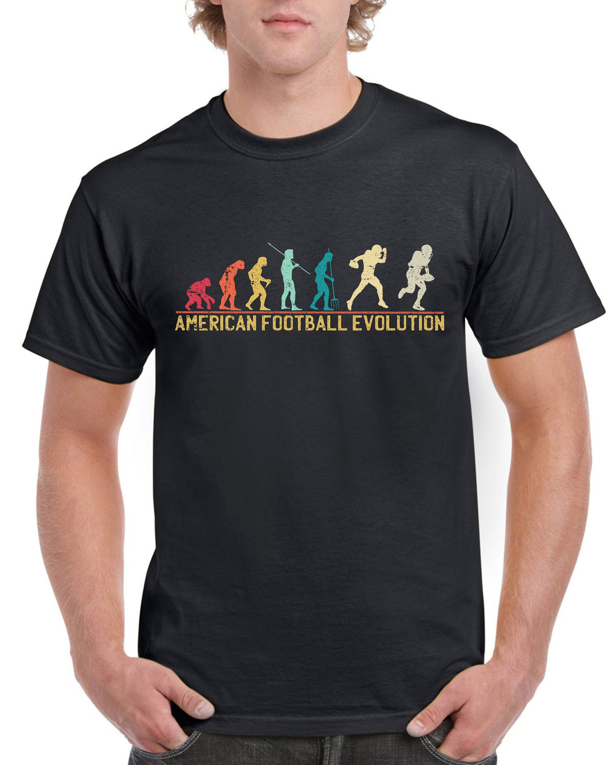 Mens American Football Cotton TShirt Evolution of College Sports Top Gift Graphic Tee – Cozy Vibes · Trending Graphic Apparel