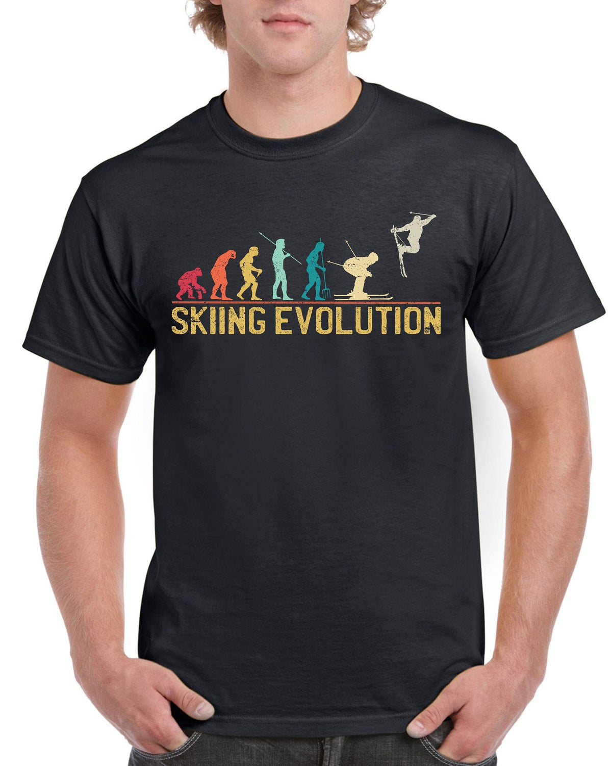 Top Gift TShirt for Dad Evolution of Skiing Sports Cotton Comfort Graphic Tee – Easygoing Wear · Great Gift For Fans
