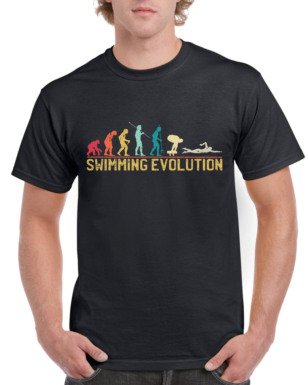 Top Gift TShirt for Dad Evolution of Swimming Sports Cotton Comfort Graphic Tee – Fan Favorite · Perfect For Daily Wear