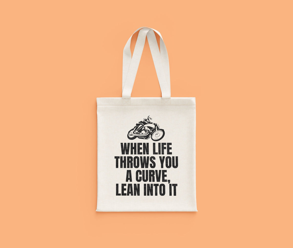 Biker Tote Bag Motorcycle Rider Gift When Life Throws You A Curve Motorbike Bag Tote Bag – Aesthetic Look · Trending Graphic Apparel