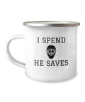 Funny Hockey Mom Mug Goalie Mom Gift I Spend He Saves Hockey Dad Goalie Dad Mother39s Day Mother39s Birthday Enamel Camping Mug Graphic Tee – Easygoing Wear · Perfect For Daily Wear