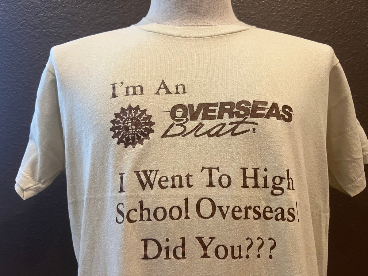 Vintage 8039s High School Overseas Brat Tan T Shirt Size L Graphic Tee – Cozy Vibes · Must-Have Style