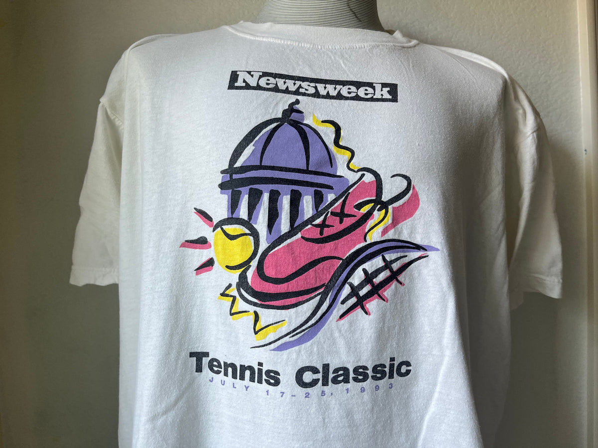 Vintage 9039s Newsweek Tennis Classic White TShirt Size L Graphic Tee – Easygoing Wear · Trending Graphic Apparel