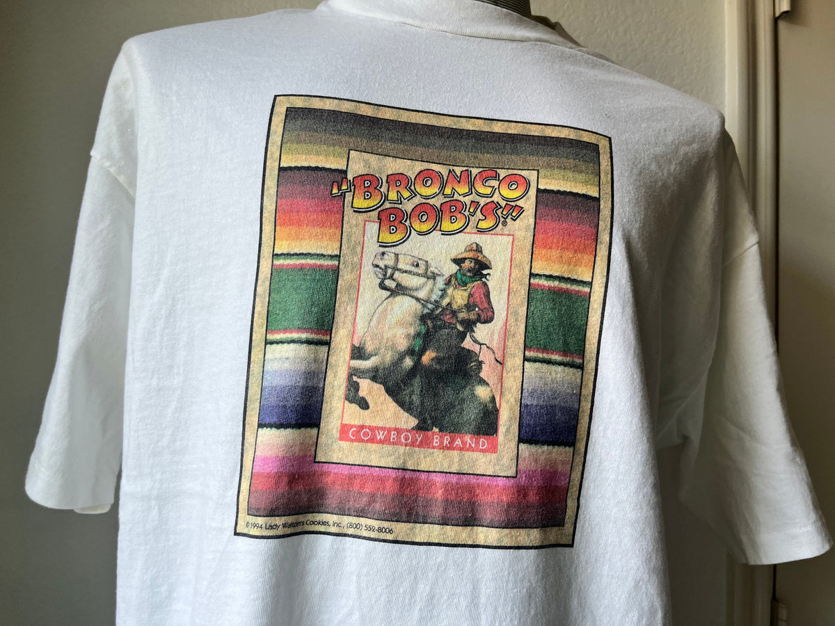 Vintage 9039s Cookies Bronco Bob39s White TShirt Size L Graphic Tee – Soft Feel · High-Quality Print