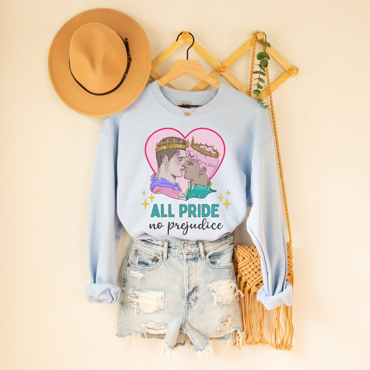 Colorful Bookish Sweatshirt for Gay Rights All Pride No Prejudice Cute Equal Rights Shirt Fairy Tale Book Lover Read More Queer Books Sweatshirt – Aesthetic Look · Must-Have Style