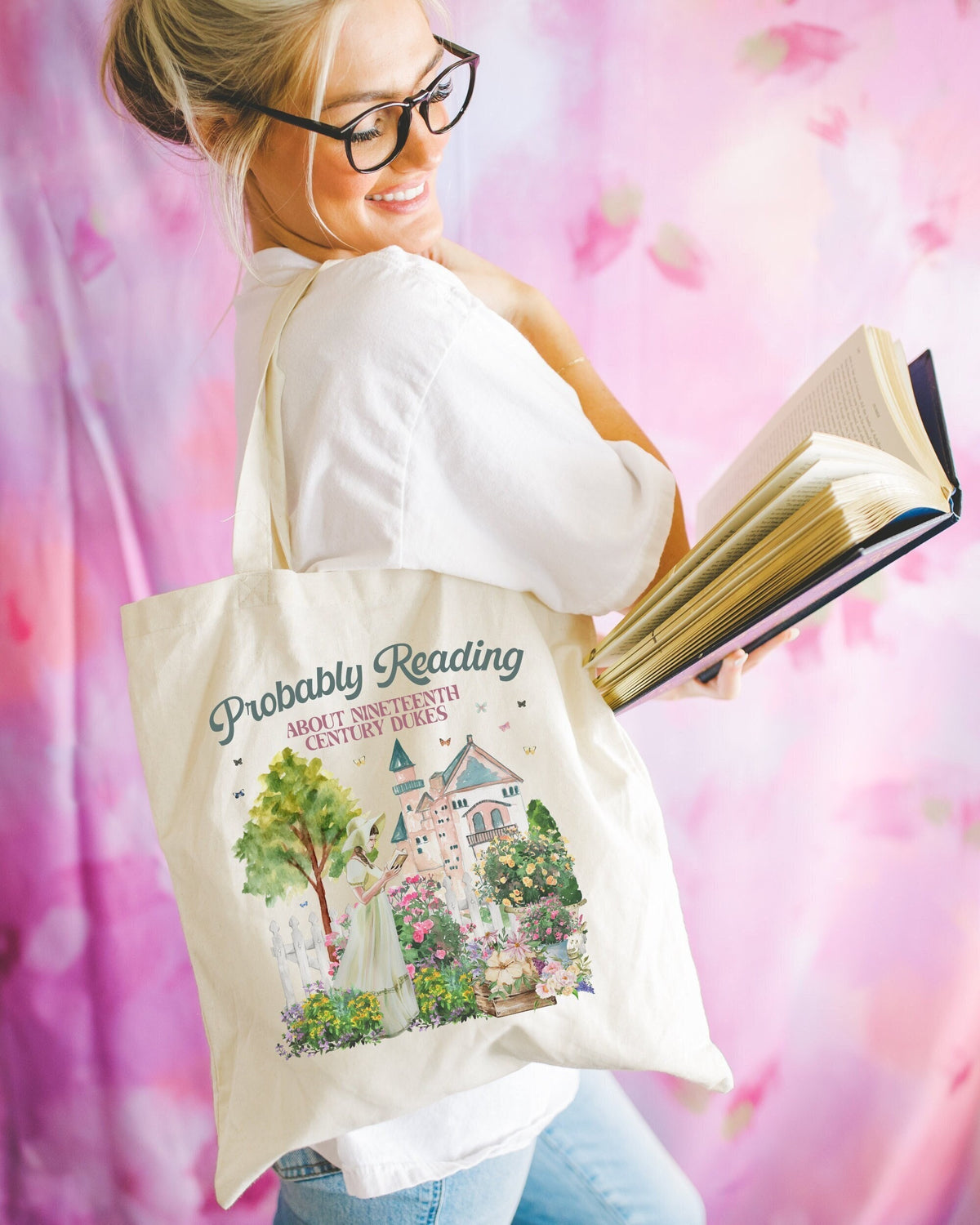 Funny Bookish Tote Bag for Romance Reader Probably Reading About Dukes Nineteenth Century Regency Romance Tote with Whimsigoth Aesthetic Tote Bag – Cozy Vibes · Must-Have Style