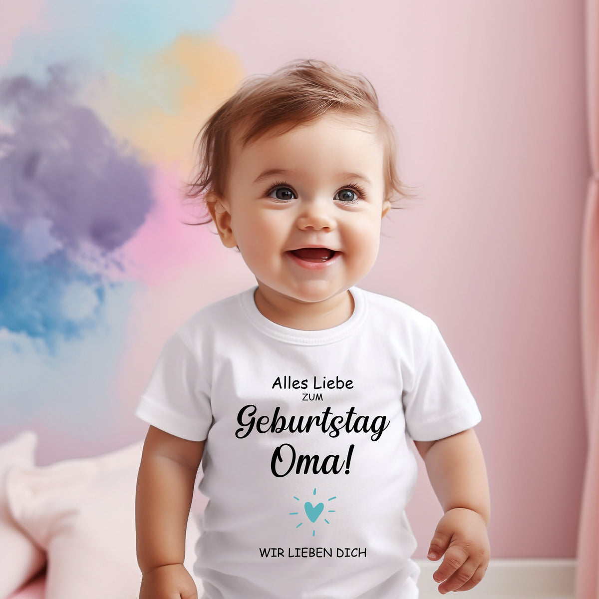 Birthday joy in a sweet garment:Personalizable baby bodysuit/T shirt for dad, grandma, grandpa and more!Baby bodysuit Happy Birthday.Birthday gift