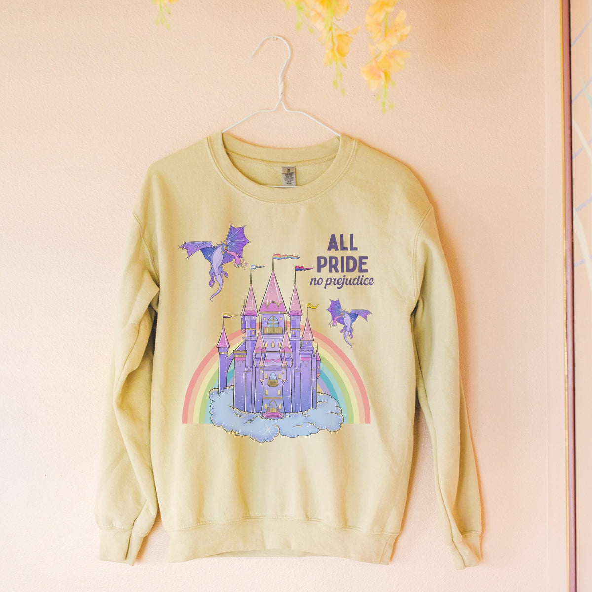 Funny Bookish Sweatshirt with Castle All Pride No Prejudice LGBTQ Reader Shirt for Book Lover Gay Equal Rights Sweatshirt with Rainbow Sweatshirt – Bold Style · Great Gift For Fans