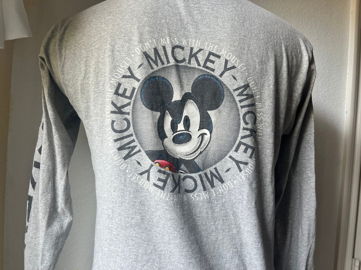 Vintage 9039s Mickey Mouse Long Sleeve Gray TShirt Size M Graphic Tee – Easygoing Wear · Trending Graphic Apparel