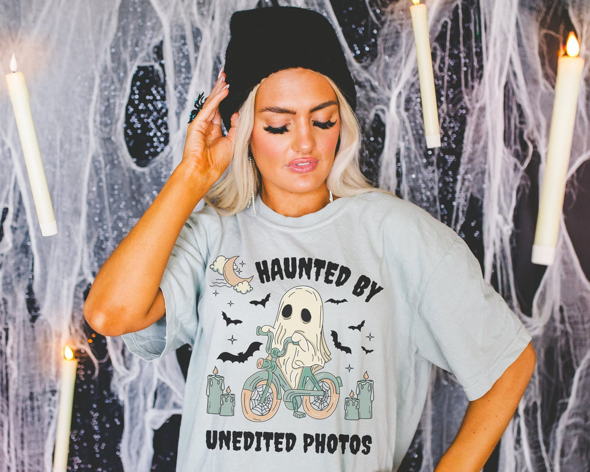 Funny Photographer Shirt for Halloween Haunted By Unedited Photos Spooky Season Tee Shirt for Wedding Photographer or Photography Major Graphic Tee – Cozy Vibes · Trending Graphic Apparel