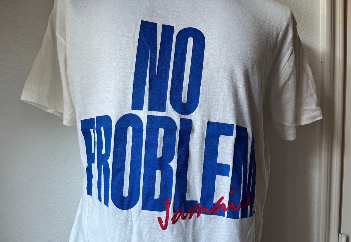 Vintage 8039s No Problem Jamaica White T Shirt Size L Graphic Tee – Bold Style · High-Quality Print