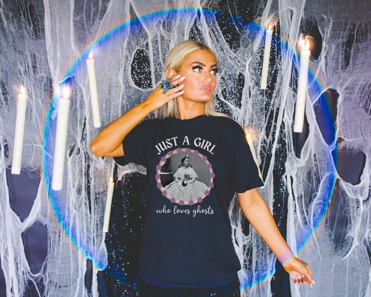Spooky American History Tee Shirt for Professor Just A Girl Who Loves Ghost Mary Todd Lincoln Funny Spooky Season Shirt Social Studies Graphic Tee – Everyday Comfort · Perfect For Daily Wear
