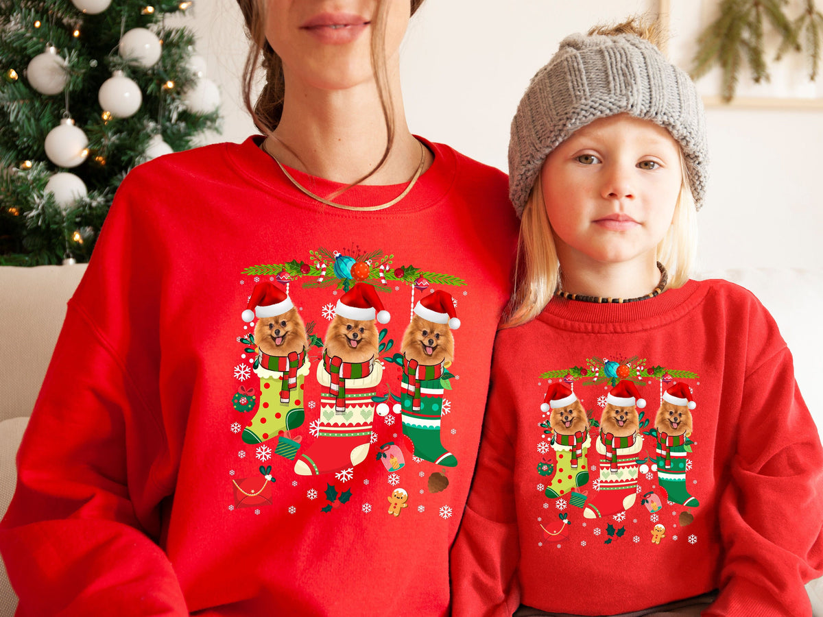 Xmas Sweatshirt Pomeranian Dog Xmas Stocking Christmas Sweater Xmas Jumper For Men Women Kids Sweatshirt – Bold Style · Trending Graphic Apparel
