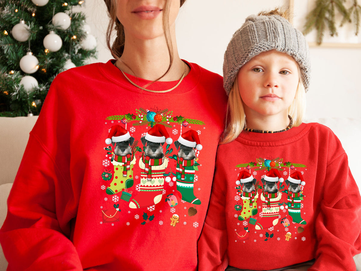 Xmas Sweatshirt Schnauzer Dog Xmas Stocking Christmas Sweater Xmas Jumper For Men Women Kids Sweatshirt – Feel-Good Design · High-Quality Print