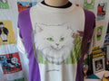 Vintage 8039s North Carolina Cute Cat Purple Stripe Soft Paper Thin T Shirt M Graphic Tee – Everyday Comfort · High-Quality Print