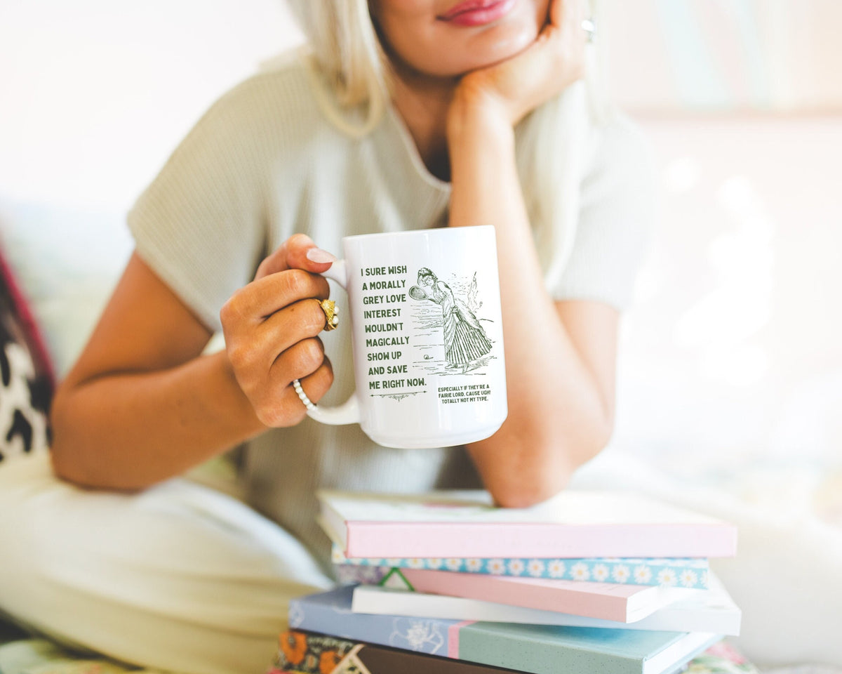Silly Bookish Coffee Mug for Fantasy Fairy Tale Reader 15 Oz Coffee Mug Funny Book Lover Coffee Mug Romantasy Book Lover Bookworm Gift Graphic Tee – Warm & Stylish · Top Pick For Any Outfit
