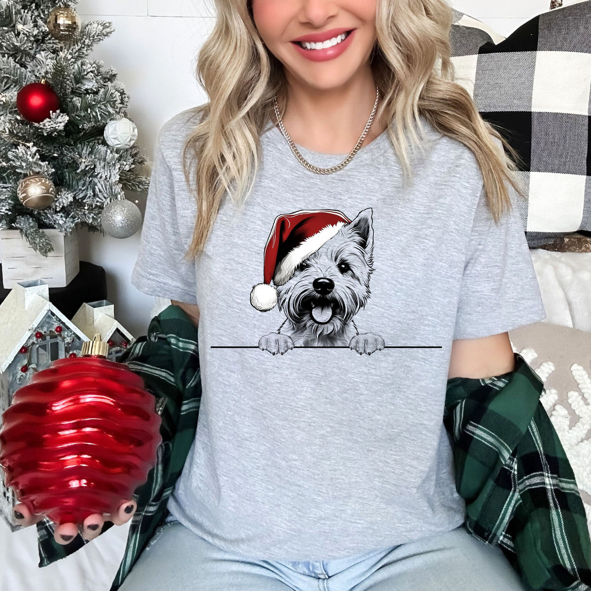 Xmas Tshirt West Highland White Terrier Dog Christmas T Shirt Santa Hat Design Xmas TShirt Holiday Season Shirt For Men Women Kids Graphic Tee – Warm & Stylish · High-Quality Print