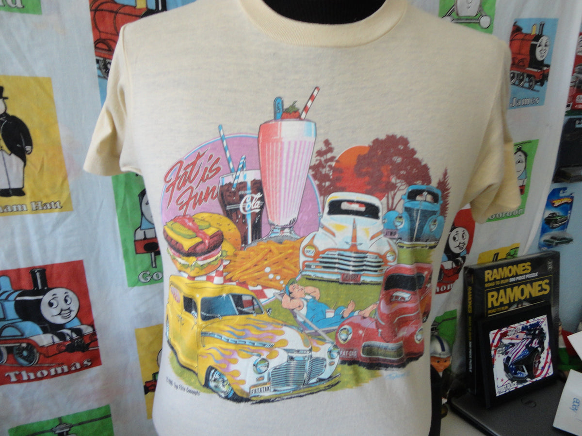Vintage 8039s Fat is Fun 1985 Hot Rod Racing T Shirt Size M Graphic Tee – Cozy Vibes · Must-Have Style