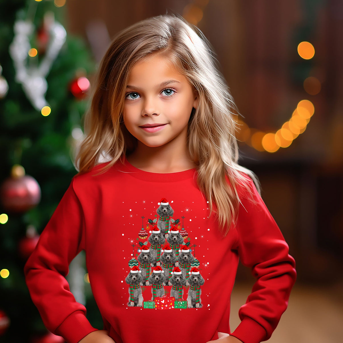 Kids Christmas Jumper Poodle Dog Kids Xmas Gift Childrens Xmas Sweater Kids Christmas Sweatshirt Childs Xmas Tree 2 Sweatshirt – Everyday Comfort · Great Gift For Fans