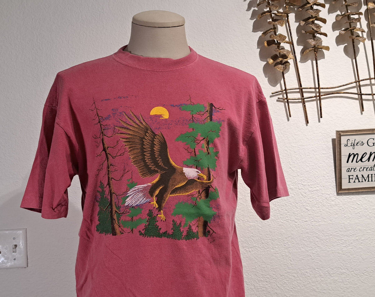 Vintage 9039s Sunset Eagle pink Tshirt size L Graphic Tee – Aesthetic Look · Trending Graphic Apparel
