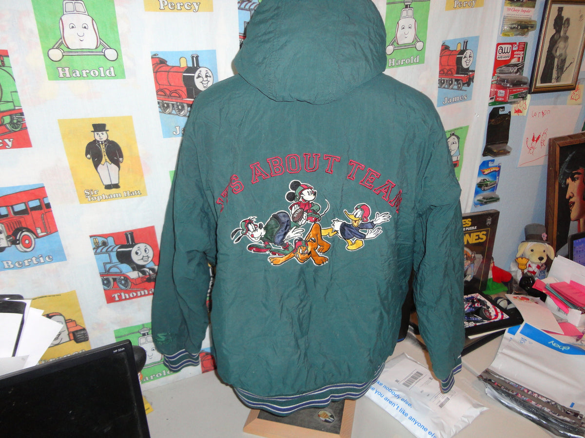 Vintage Mickey Mouse Starter Jacket Parka Coat Size L Walt Disney Football It39s About Team Graphic Tee – Soft Feel · Trending Graphic Apparel