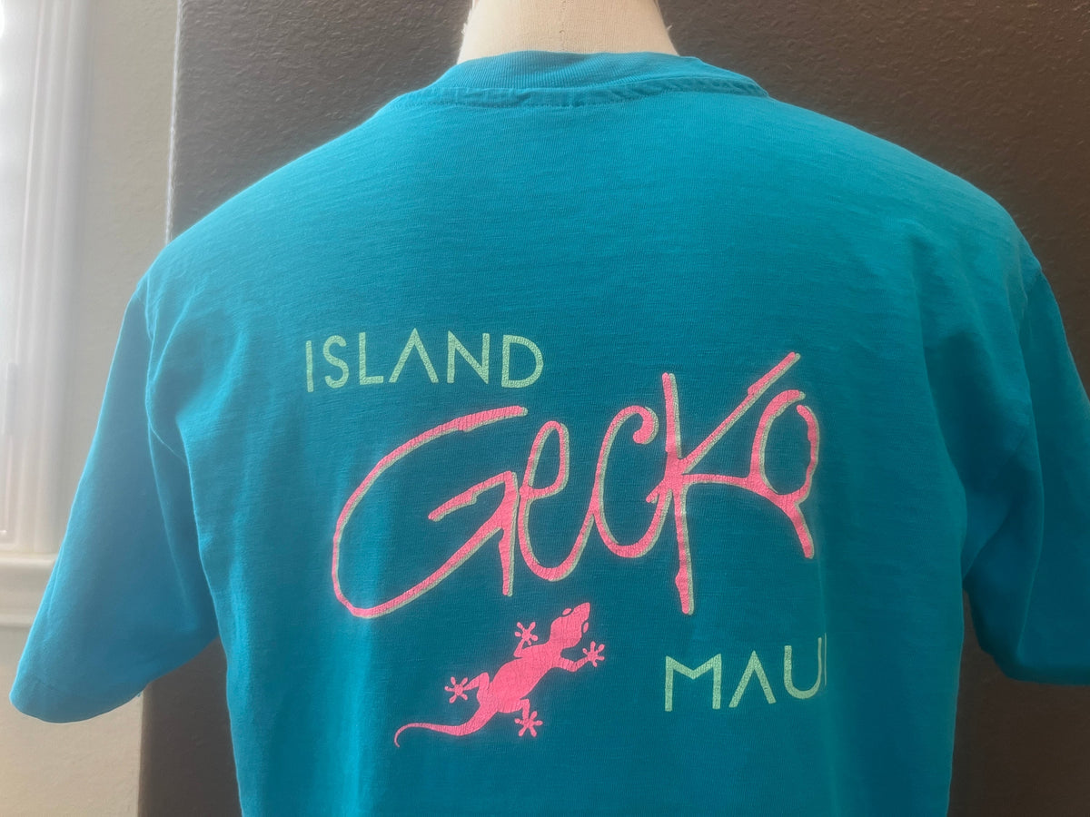 Vintage 9039s Island Gecko Maui Hawaii Blue T Shirt Size L Graphic Tee – Warm & Stylish · High-Quality Print