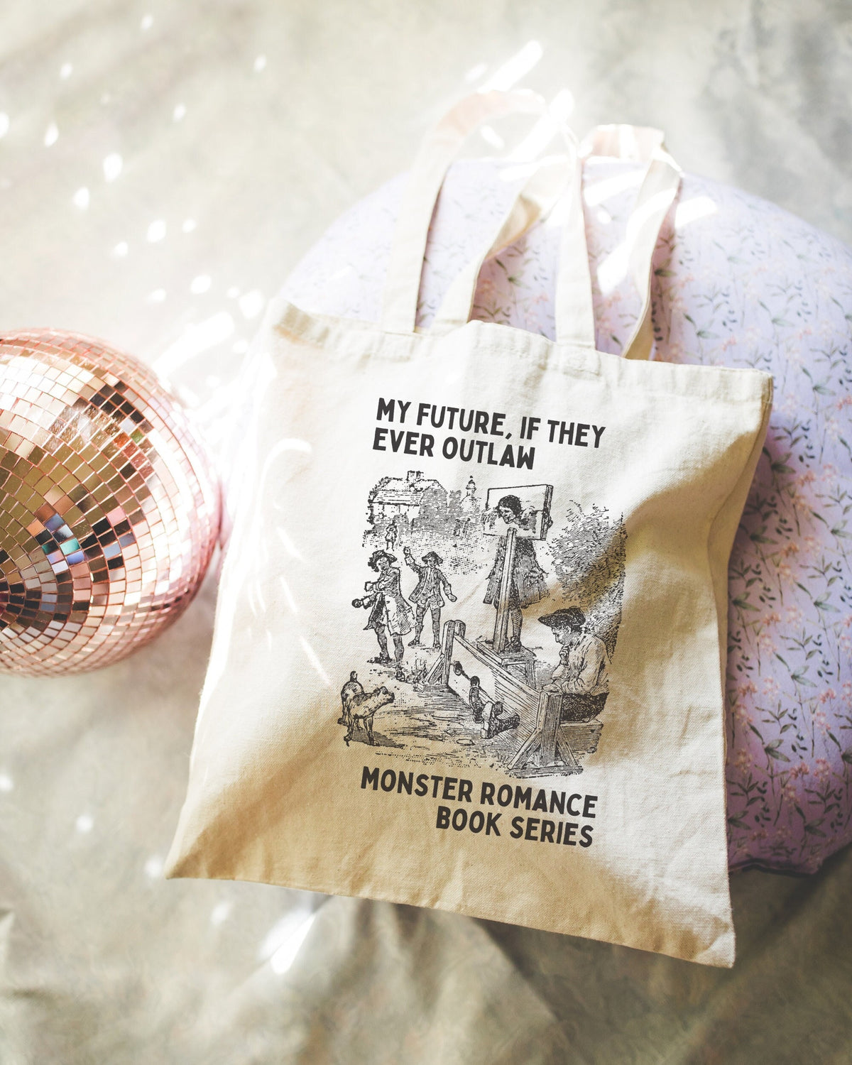 Funny Monster Romance Tote Bag for Paranormal Romance Reader My Future if They Ever Outlaw Monster Romance Silly Bookish Gift for Bookworm Tote Bag – Easygoing Wear · Trending Graphic Apparel