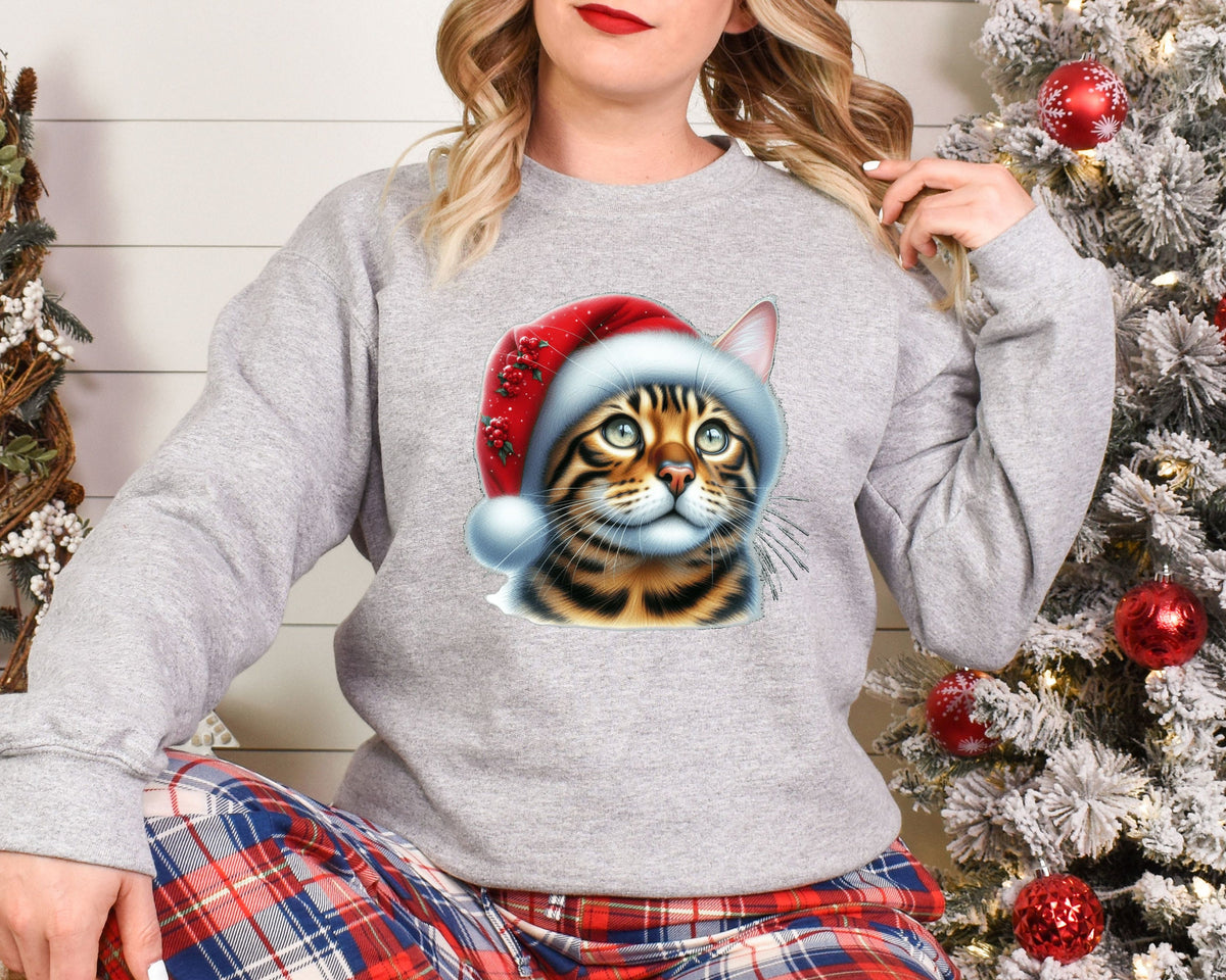 Xmas Sweatshirt Bengal Cat Christmas Sweater Xmas Jumper Day Santa Hat For Men Women Kids Stocking Filler Sweatshirt – Bold Style · High-Quality Print