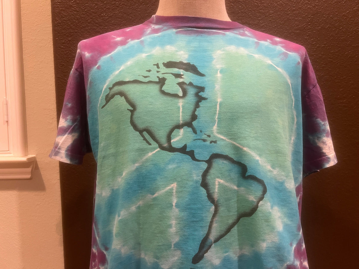 Vintage 9039s Peace on Earth Tie Dye Cropped T Shirt Size L Graphic Tee – Feel-Good Design · High-Quality Print