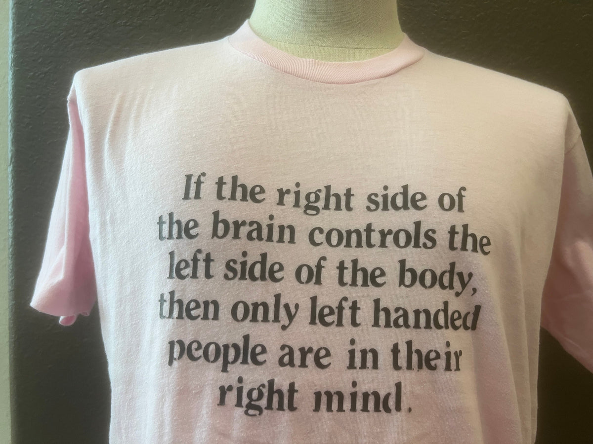 Vintage 8039s Left Handed People in their Right Mind Pink T Shirt Size L Graphic Tee – Premium Graphic · Must-Have Style