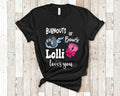 Burnouts or Bows Lolli Loves You Grandson Granddaughter Pregnancy Gender Reveal Announcement Tshirt Can Customize with any Grandmother Name Graphic Tee – Aesthetic Look · Perfect For Daily Wear