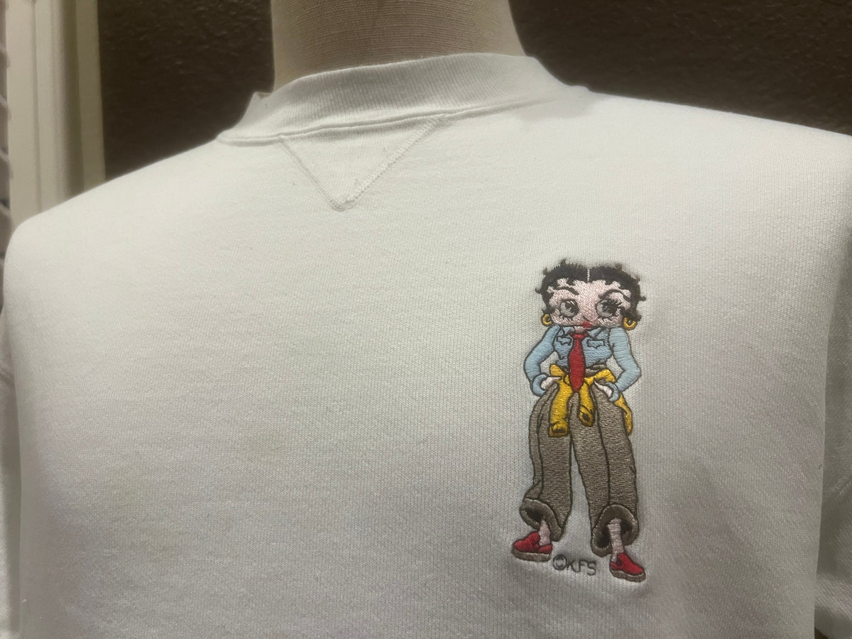 Vintage 9039s Betty Boop White Crewneck Sweatshirt Size L Sweatshirt – Warm & Stylish · High-Quality Print