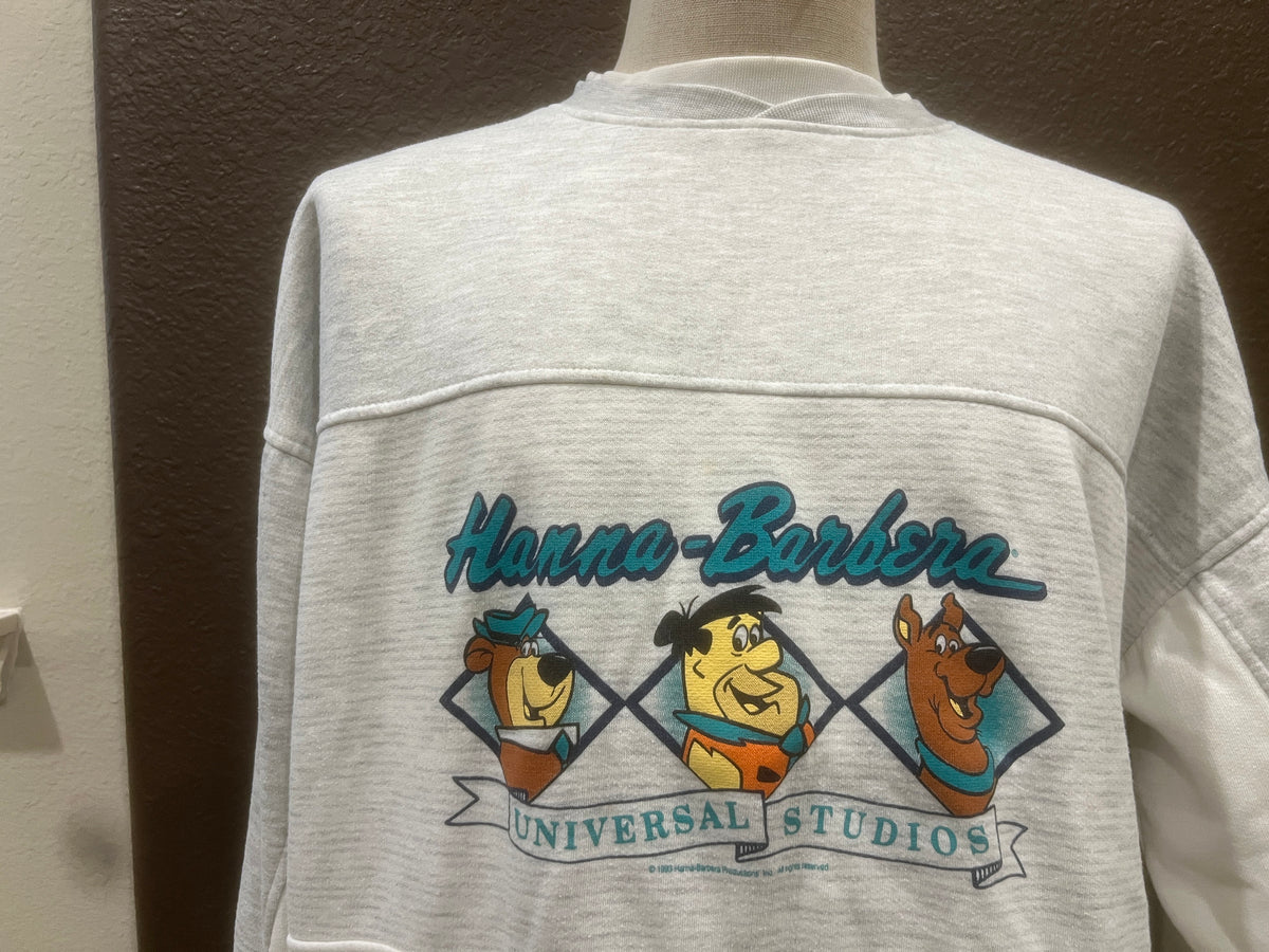 Vintage 9039s HannaBarbera Universal Studios Yogi Bear Fred Flintstone Scooby Doo Grey Crewneck Sweatshirt Size XL Sweatshirt – Bold Style · High-Quality Print