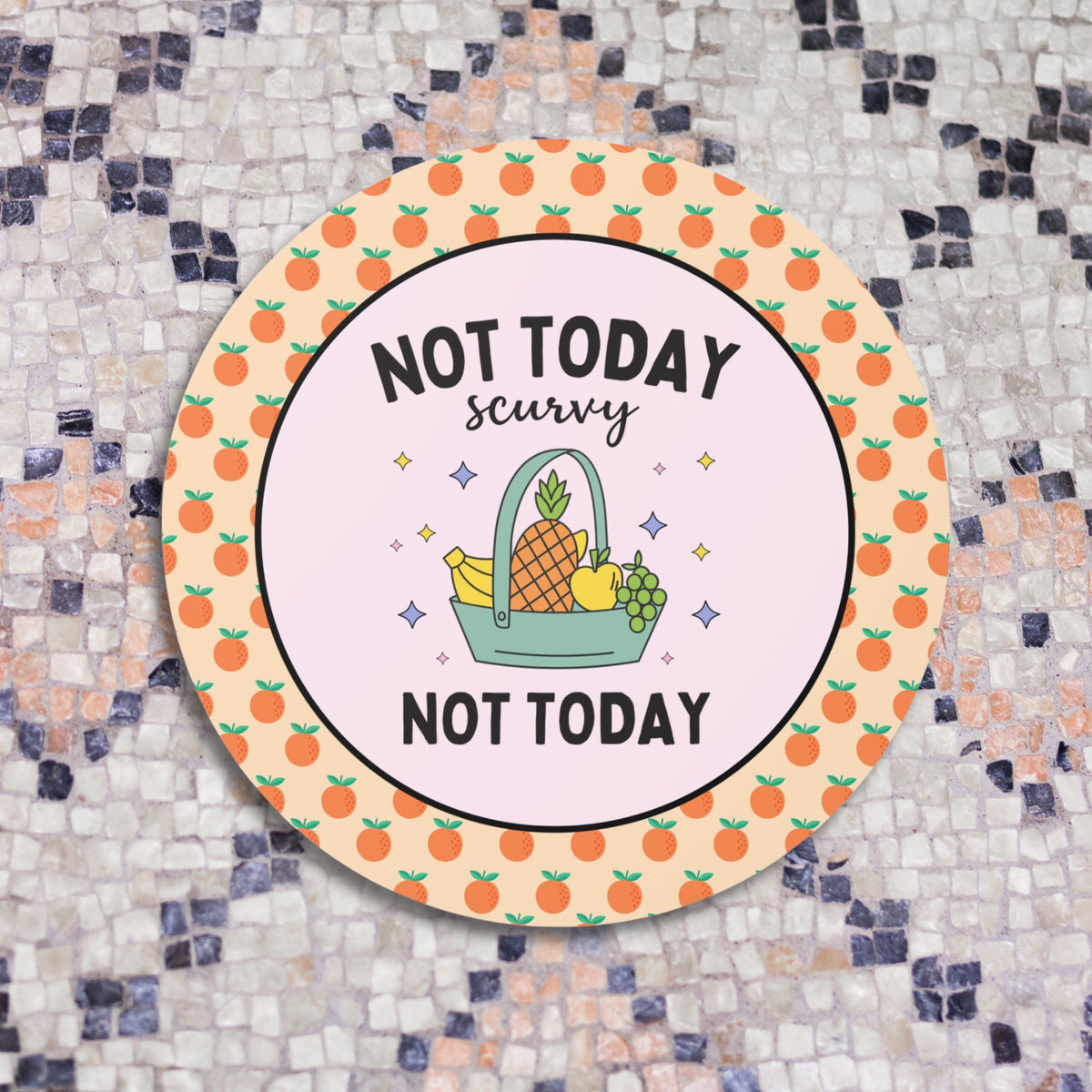 Funny Fruit Lover Sticker for Vegetarian or History Teacher Not Today Scurvy Sticker for History Professor Social Studies Teacher Gift Graphic Tee – Bold Style · Must-Have Style