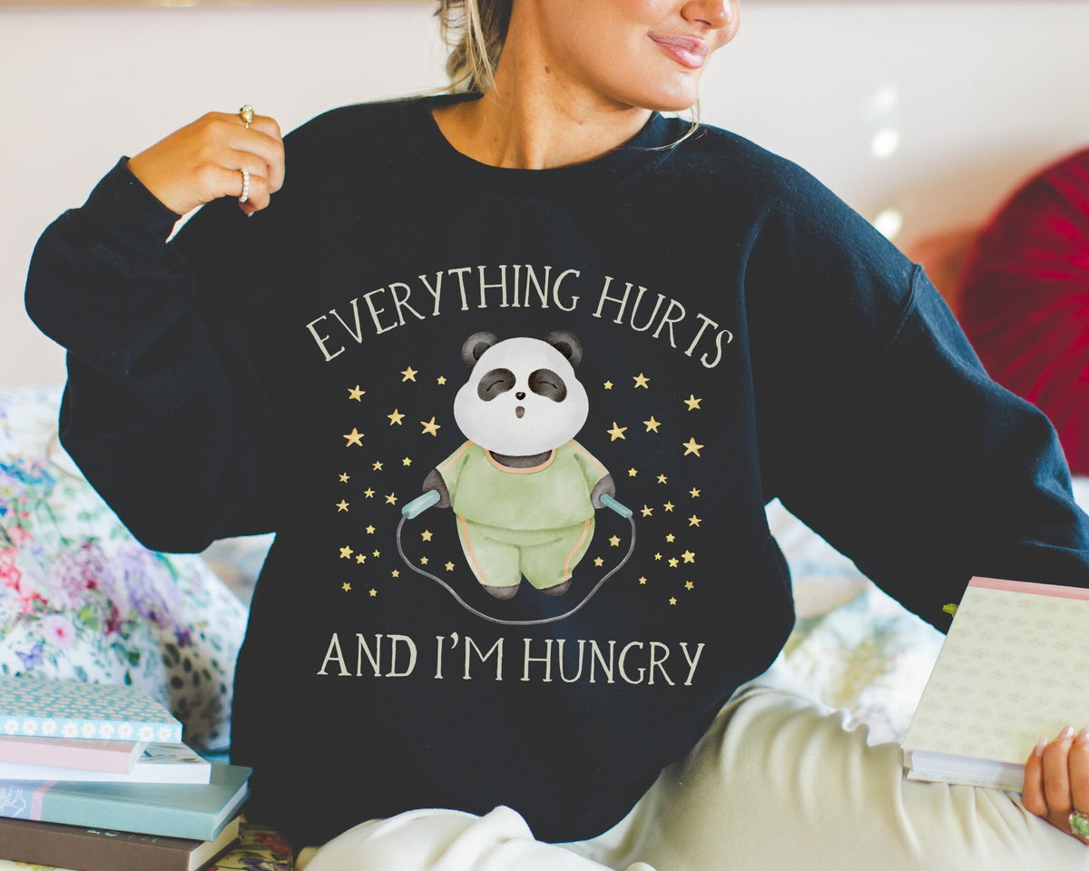 Silly Dreamcore Panda Sweatshirt for Animal Lover Who Loves Working Out Everything Hurts and I39m Hungry Funny Chaotic Weirdcore Crewneck Sweatshirt – Fan Favorite · Must-Have Style