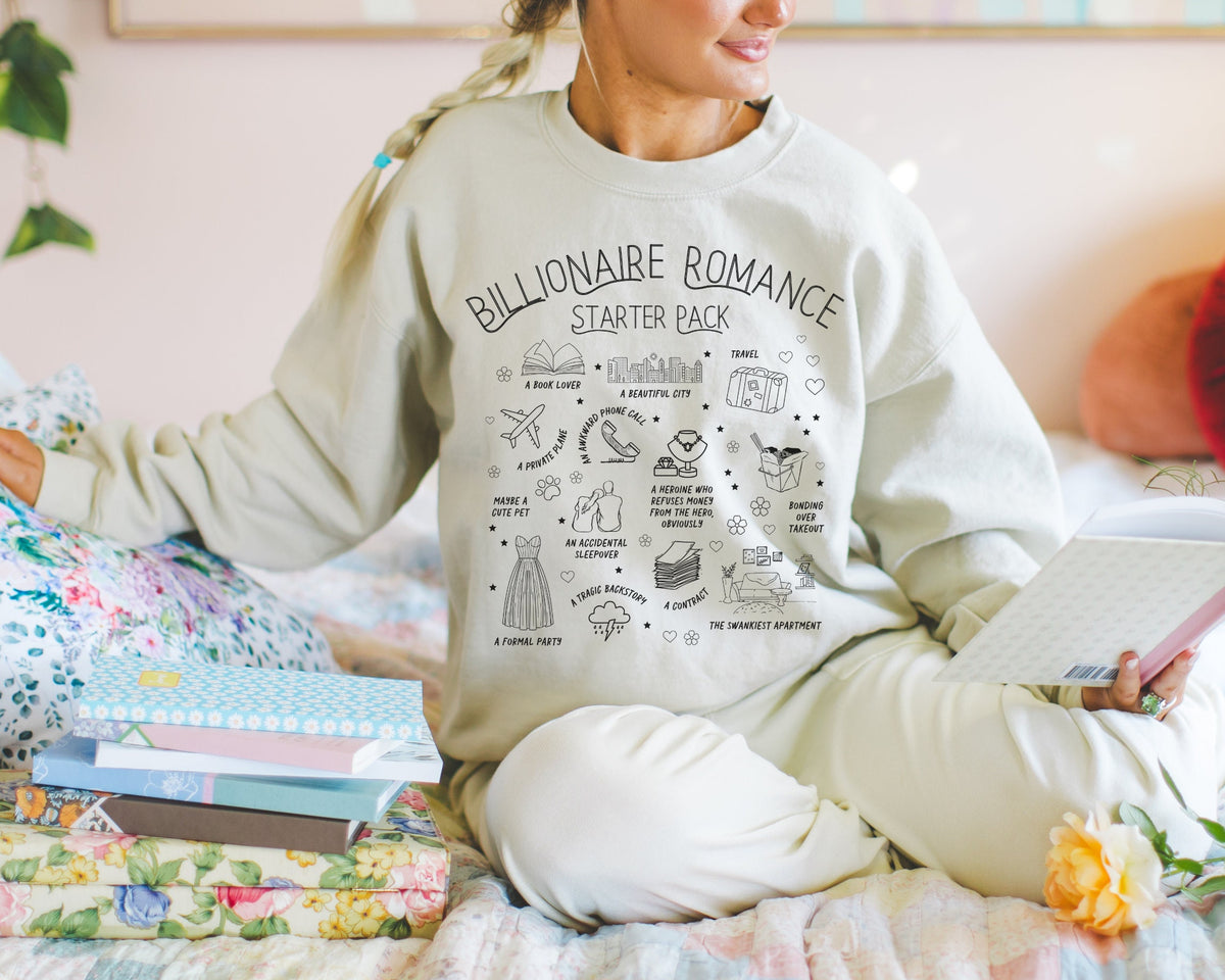 Funny Billionaire Romance Starter Pack Crewneck for Friend Who Loves Reading Billionaire Romance Novels Bookish Romance Tropes Sweatshirt Sweatshirt – Feel-Good Design · Great Gift For Fans